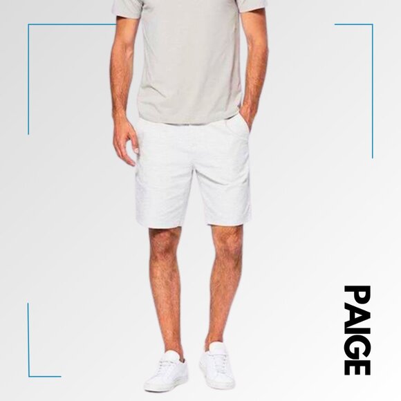 PAIGE Men's Thompson Cotton Flat-Front Shorts - 33 - Picture 6 of 13
